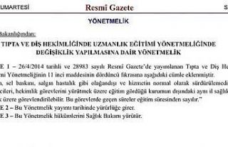 Tıpta ve diş hekimliğinde uzmanlık eğitimi yönetmeliğinde...