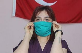 Van’daki hastane cerrah önlük kumaşından maske...