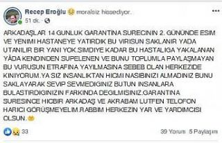 Ailesindeki virüs şüphesini sosyal medyadan duyurdu