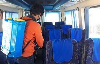 Akçakoca’da servis minibüsleri dezenfekte edildi