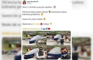 Akıncı 2. prototipe maske takan Selçuk Bayraktar’dan...