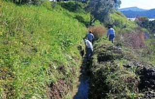 Alanya’da sulama kanallarını temizliyor