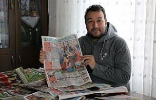 Biriktirdiği gazete küpürlerinden "Karabükspor’...