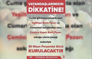 Çamlıca ve Yeşiltepe’de pazarlar perşembe günü...