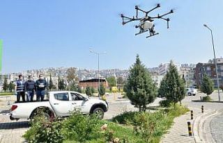 Çiğli’de drone ile dezenfekte başladı