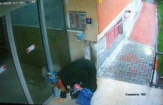 Elindeki sıvıyı asansör ve kapılara süren kadın...