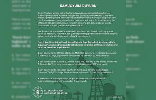 Enerji ve Tabii Kaynaklar Bakanlığı, petrol arama...