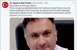 Erciyes Anadolu Holding’de Ufuk Yılmaz Üzüntüsü