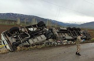 Erzincan’da gıda maddesi taşıyan tır şarampole...
