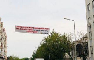 Esnaftan Bağlar Belediyesine pankartlı teşekkür