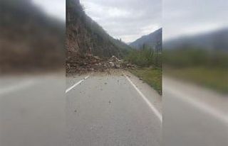 Giresun-Gümüşhane karayolu heyelan sebebiyle ulaşıma...