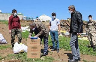 Karantinaya alınan köye gıda yardımları ulaştırıldı