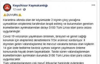 Karantinaya uymayan şahıslara para cezası