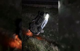 Karşı şeride geçip takla attı: 1 Yaralı