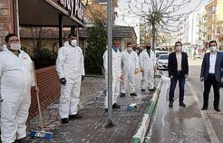 Kestel’de boş kalan sokaklar ve caddeler dezenfekte...