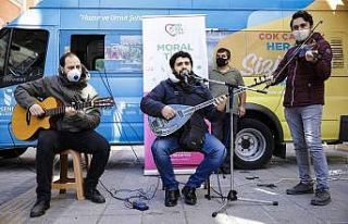 Korona virüse karşı moral timi: Sokak sokak gezip...