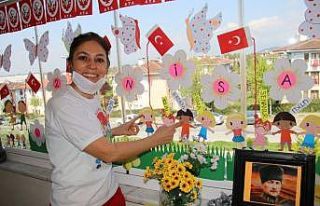 Öğretmen öğrencilerinin çizgi karakterleri ile...