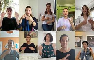 Öğretmen ve velilerden işaret dilinde "Evde...