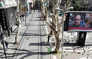 (Özel) Korona tedbirleri kapsamında şerit çekilerek...