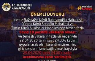 Safranbolu’da 3 köyün mahallelerinde karantina...