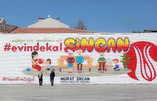 Sincan’da grafiti yazı ile “evde kal” mesajı