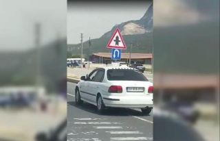 Trafikte tehlikeli görüntü