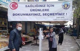 Turgutlu Belediyesinden pazar yerlerine el dezenfektanı