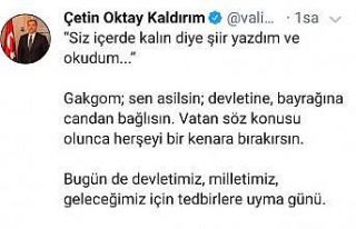 Vali Oktay yazdığı şiiri paylaştı, "Evde...