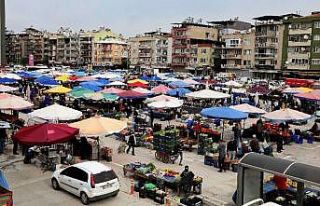Yeni yerine taşınan pazaryerinde ilk denetimi başkan...