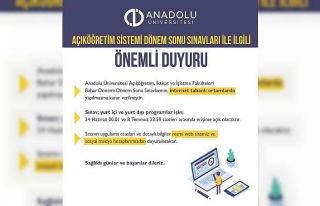Anadolu Üniversitesinden dönem sonu sınavları...