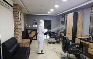 Bafra’da berber ve kuaförlere dezenfekte, gıda...