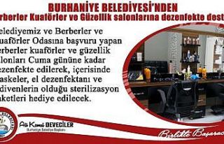 Burhaniye’de berber ve kuaförlere dezenfekte paketi
