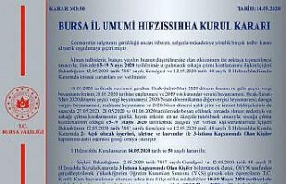Bursa Valiliği’nden İl Hıfzıssıhha Kurul Kararı...