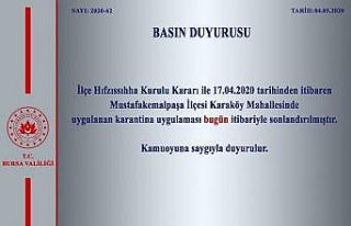 Bursa’nın Mustafakemalpaşa ilçesindeki karantina...