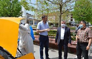 Havza’da taksi durakları ve taksiler dezenfekte...