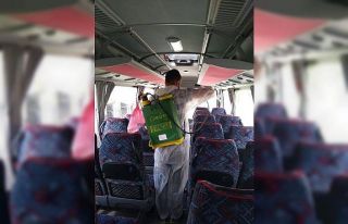 İşçi servisleri dezenfekte edildi