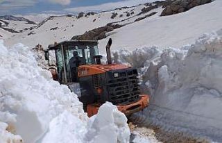 Karla kaplı Göktepe Yayla Yolu açılıyor