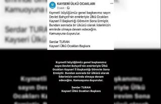 Kayseri Ülkü Ocakları İl Başkanı Serdar Turan,...