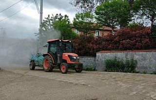 Kendi imkanlarıyla mahallesini dezenfekte ediyor