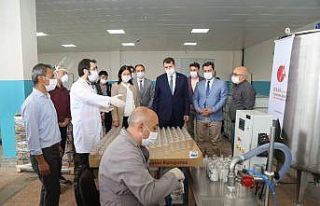 Lise dezenfektan üretimine  başladı