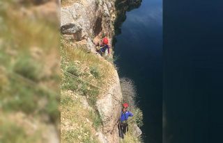 Mahsur kalan keçiyi AFAD ekipleri kurtardı