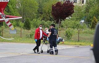 Parmağı kopan adamın imdadına hava ambulansı...