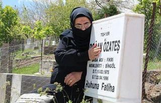 Şehit oğlunun kabrine giden anne: "O gelemedi,...