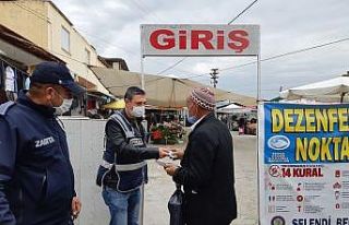 Selendi pazarında korona virüs önlemleri devam...