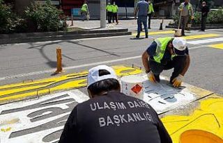 Sokağa çıkma kısıtlamasında yol şeritleri yenilendi