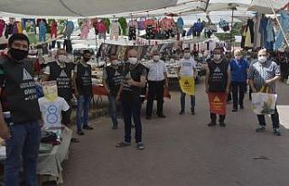Sosyal mesafenin önemine dikkat çekmek için yelek...