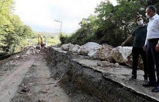 Başkan Büyükakı, heyelan bölgesinde inceleme...