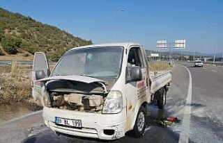 Bilecik’te seyir halindeki kamyonette yangın çıktı