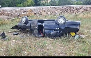 Hurdaya dönen araçtan sağ çıktı