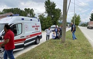 Karşıdan karşıya geçmeye çalışan dede ve toruna...